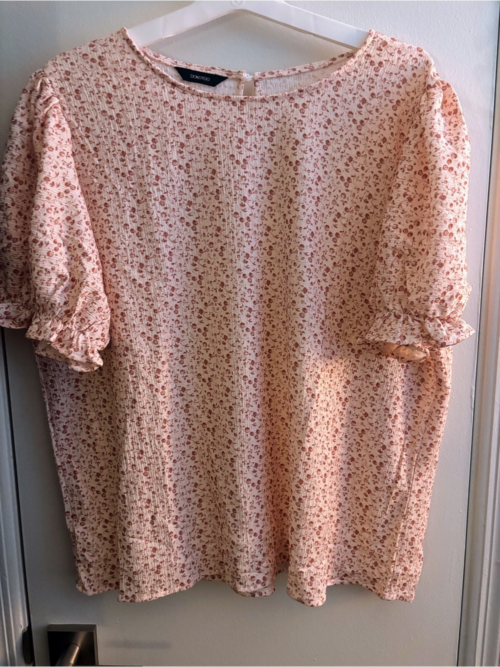 Dorothy Perkins Cream-Rust Floral Puff Sleeve Blouse
